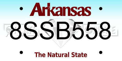 8SSB558 Arkansas License Plate
