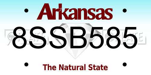 8SSB585 Arkansas License Plate