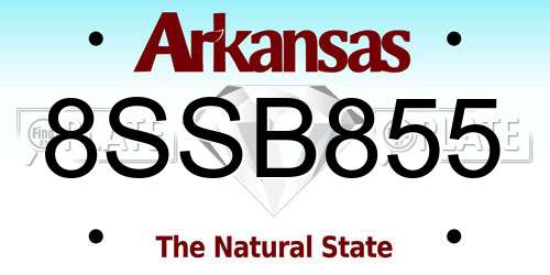 8SSB855 Arkansas License Plate