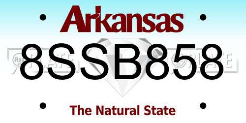 8SSB858 Arkansas License Plate