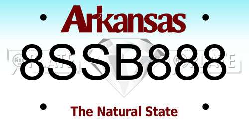 8SSB888 Arkansas License Plate