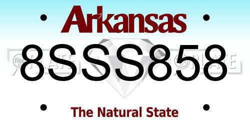 8SSS858 Arkansas License Plate