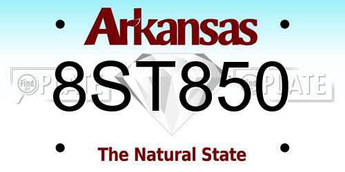 8ST850 Arkansas License Plate