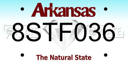 8STF036 Arkansas License Plate