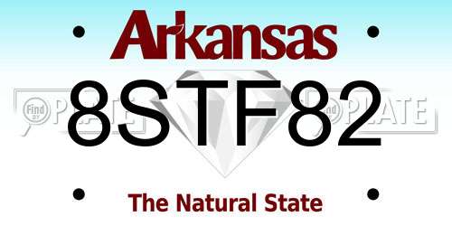 8STF82 Arkansas License Plate