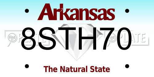 8STH70 Arkansas License Plate