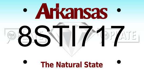 8STI717 Arkansas License Plate