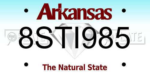 8STI985 Arkansas License Plate