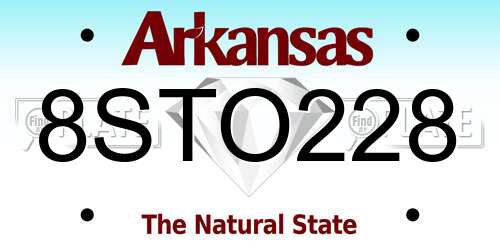 8STO228 Arkansas License Plate