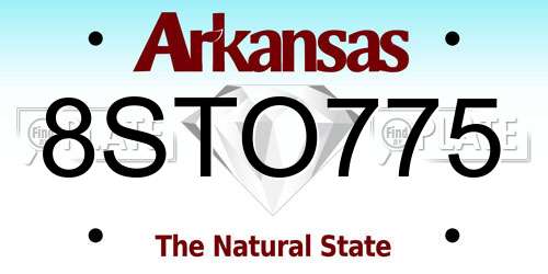 8STO775 Arkansas License Plate