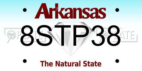 8STP38 Arkansas License Plate