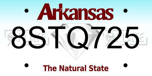 8STQ725 Arkansas License Plate