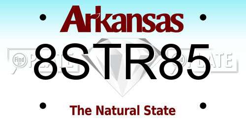 8STR85 Arkansas License Plate