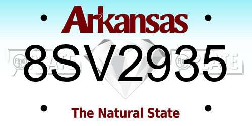 8SV2935 Arkansas License Plate