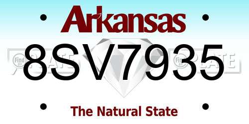 8SV7935 Arkansas License Plate