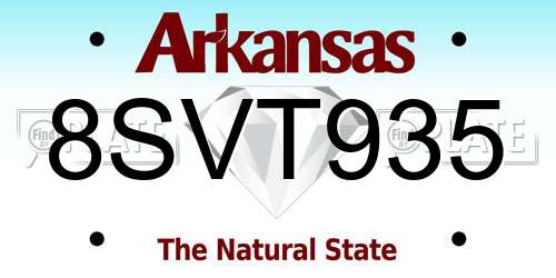 8SVT935 Arkansas License Plate