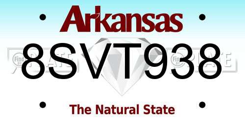 8SVT938 Arkansas License Plate