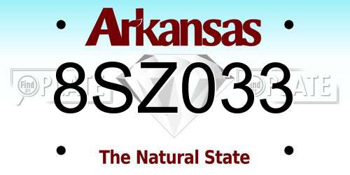 8SZ033 Arkansas License Plate