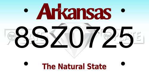 8SZ0725 Arkansas License Plate