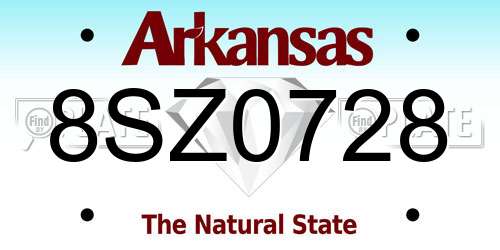 8SZ0728 Arkansas License Plate