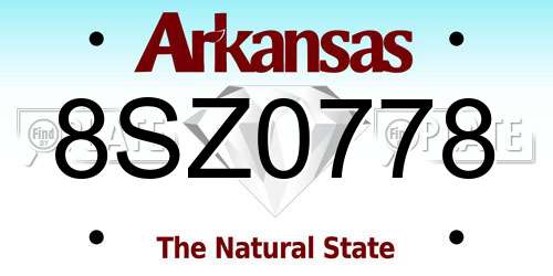 8SZ0778 Arkansas License Plate
