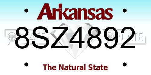 8SZ4892 Arkansas License Plate