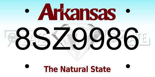 8SZ9986 Arkansas License Plate