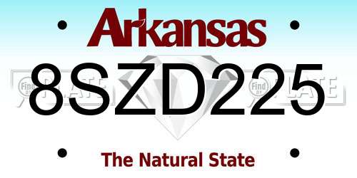 8SZD225 Arkansas License Plate