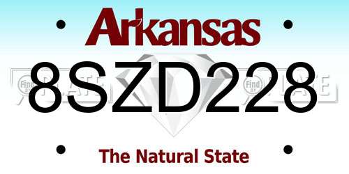 8SZD228 Arkansas License Plate