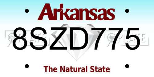 8SZD775 Arkansas License Plate