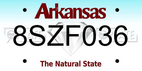 8SZF036 Arkansas License Plate