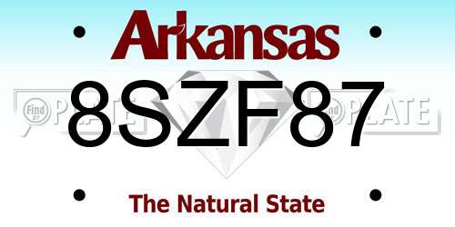 8SZF87 Arkansas License Plate