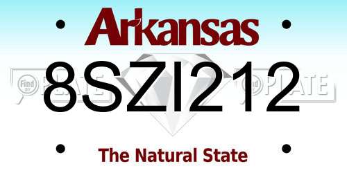 8SZI212 Arkansas License Plate