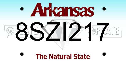 8SZI217 Arkansas License Plate