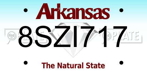 8SZI717 Arkansas License Plate