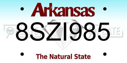 8SZI985 Arkansas License Plate