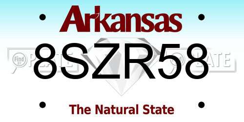 8SZR58 Arkansas License Plate