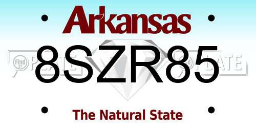 8SZR85 Arkansas License Plate