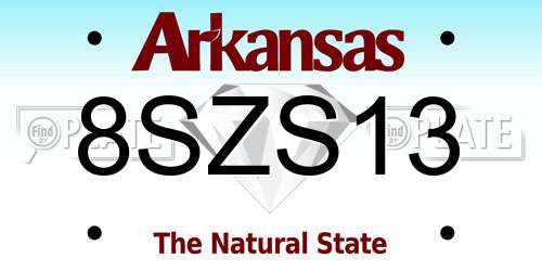 8SZS13 Arkansas License Plate