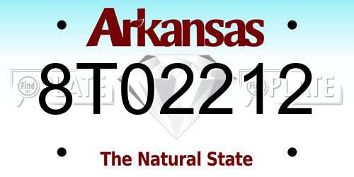 8T02212 Arkansas License Plate