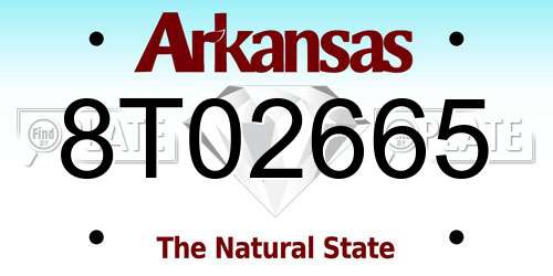 8T02665 Arkansas License Plate