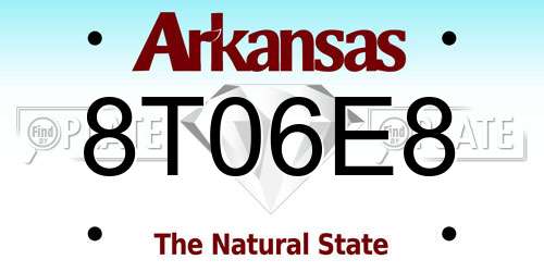 8T06E8 Arkansas License Plate