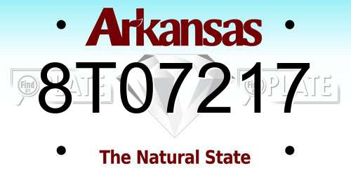 8T07217 Arkansas License Plate