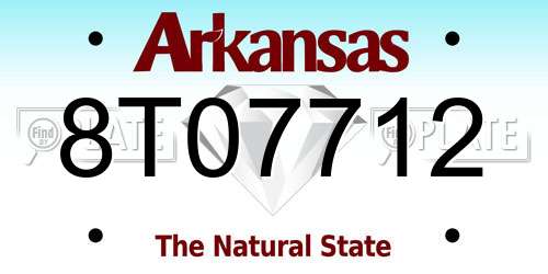 8T07712 Arkansas License Plate
