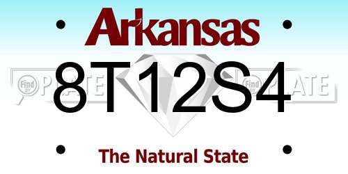 8T12S4 Arkansas License Plate