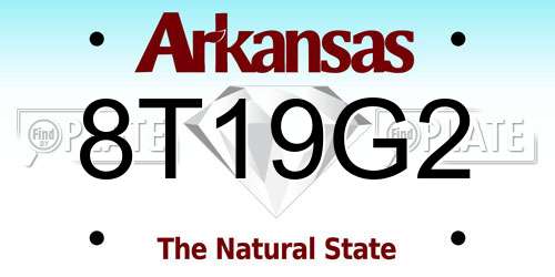 8T19G2 Arkansas License Plate
