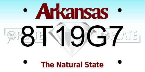 8T19G7 Arkansas License Plate