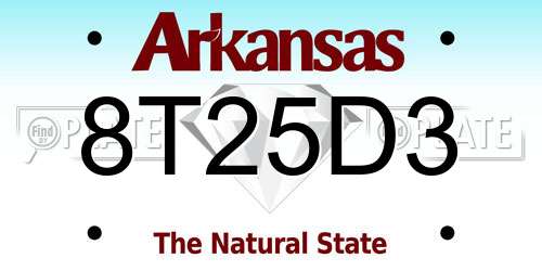 8T25D3 Arkansas License Plate