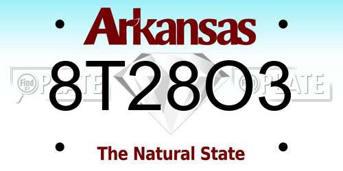 8T28O3 Arkansas License Plate