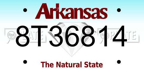 8T36814 Arkansas License Plate